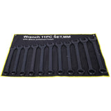 11 Piece Jumbo Combination Wrench Set Metric 1 - 5/16'' to 2'' Black Oxide with Pouch - Fab Heavy Parts