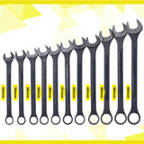 11 Piece Jumbo Combination Wrench Set Metric 1 - 5/16'' to 2'' Black Oxide with Pouch - Fab Heavy Parts