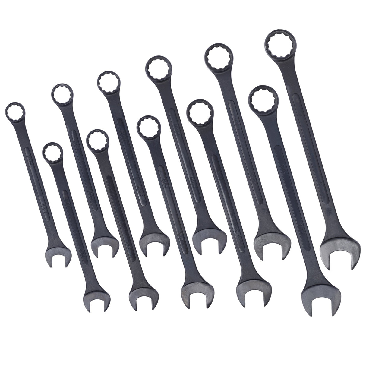 11 Piece Jumbo Combination Wrench Set SAE 1 - 5/16'' to 2'' Black Oxide with Pouch - Fab Heavy Parts