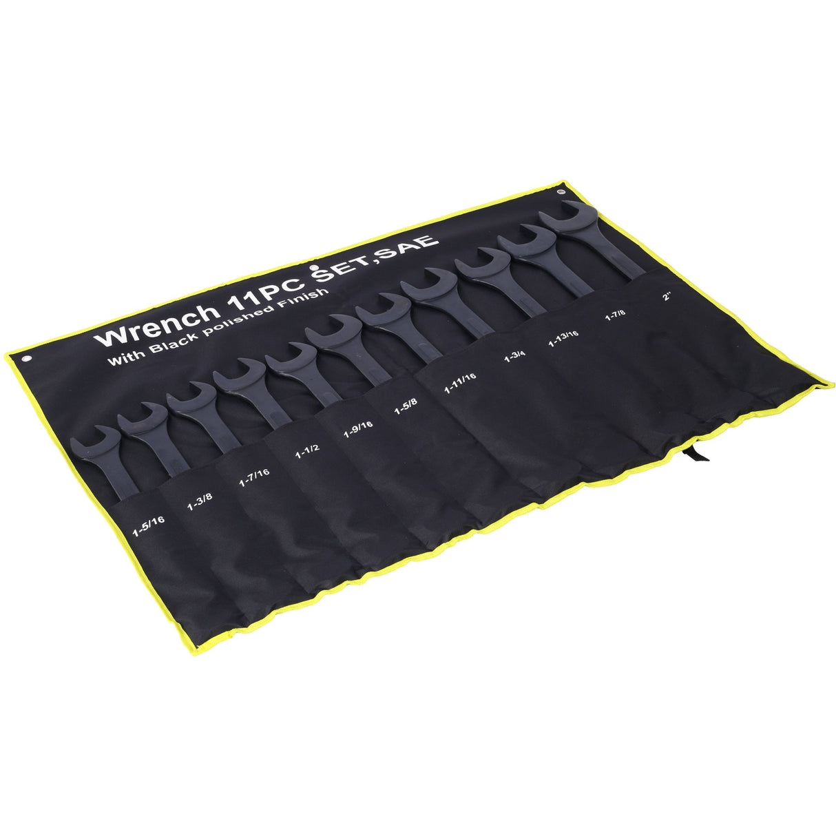 11 Piece Jumbo Combination Wrench Set SAE 1 - 5/16'' to 2'' Black Oxide with Pouch - Fab Heavy Parts