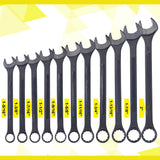 11 Piece Jumbo Combination Wrench Set SAE 1 - 5/16'' to 2'' Black Oxide with Pouch - Fab Heavy Parts