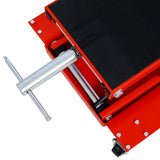1100lb Motorcycle Lift with Dolly Jack Scissor Wide Deck - Red - Fab Heavy Parts