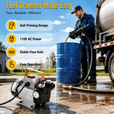 110V AC Portable Self-Priming Fuel Pump Fast Transfer Pump for Diesel Kerosene Biodiesel - Fab Heavy Parts