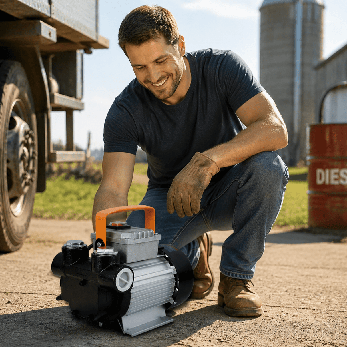 110V AC Portable Self-Priming Fuel Pump Fast Transfer Pump for Diesel Kerosene Biodiesel - Fab Heavy Parts