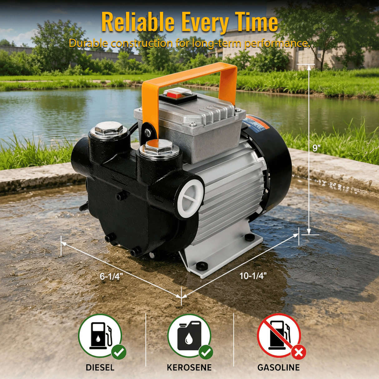 110V AC Portable Self-Priming Fuel Pump Fast Transfer Pump for Diesel Kerosene Biodiesel - Fab Heavy Parts