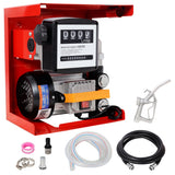 110V Self-Priming Diesel Fuel Transfer Pump Kit with Manual Nozzle Electric Oil Pump with Flow Meter 13FT Hose & Fuel Nozzle Assembly - Fab Heavy Parts