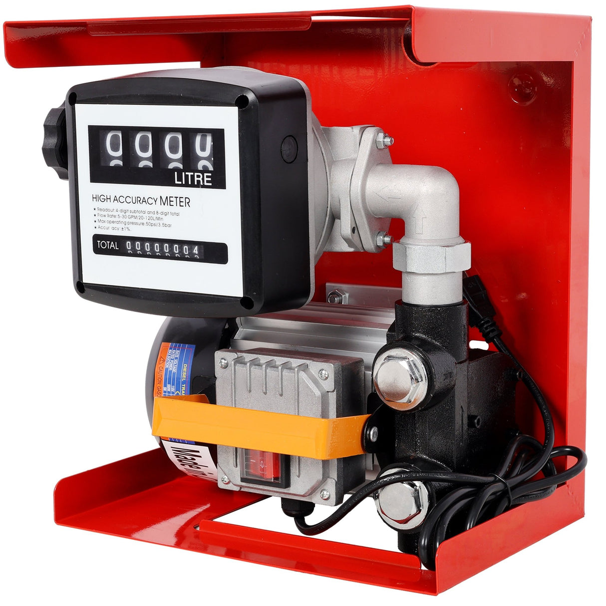 110V Self-Priming Diesel Fuel Transfer Pump Kit with Manual Nozzle Electric Oil Pump with Flow Meter 13FT Hose & Fuel Nozzle Assembly - Fab Heavy Parts