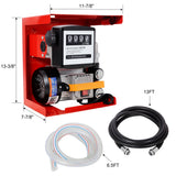 110V Self-Priming Diesel Fuel Transfer Pump Kit with Manual Nozzle Electric Oil Pump with Flow Meter 13FT Hose & Fuel Nozzle Assembly - Fab Heavy Parts