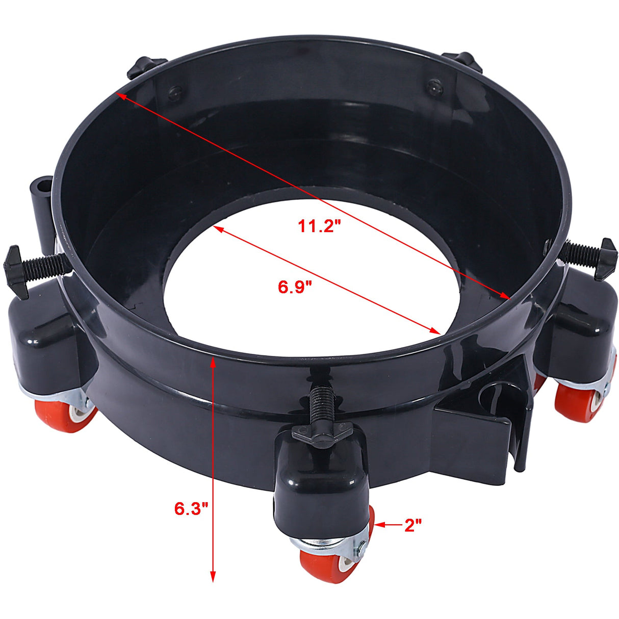11.2 Inch Bucket Dolly Removable Rolling Bucket 5 Roll Swivel Casters Turning - Black - Fab Heavy Parts