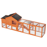 113.5" Large Wooden Chicken Coop with Run Waterproof Roof & Nesting Box Secure Lock Removable Tray Ramp & Perch - Fab Heavy Parts