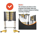 11.5 FT Aluminum Telescoping Ladder 330 Lbs Capacity Equipped with 360 ° Rotatable Stabilizer Bar and Metal Tool Suction Magnetic Strip - Fab Heavy Parts