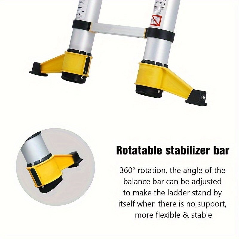 11.5 FT Aluminum Telescoping Ladder 330 Lbs Capacity Equipped with 360 ° Rotatable Stabilizer Bar and Metal Tool Suction Magnetic Strip - Fab Heavy Parts