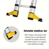 11.5 FT Aluminum Telescoping Ladder 330 Lbs Capacity Equipped with 360 ° Rotatable Stabilizer Bar and Metal Tool Suction Magnetic Strip - Fab Heavy Parts