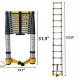 11.5 FT Aluminum Telescoping Ladder 330 Lbs Capacity Equipped with 360 ° Rotatable Stabilizer Bar and Metal Tool Suction Magnetic Strip - Fab Heavy Parts