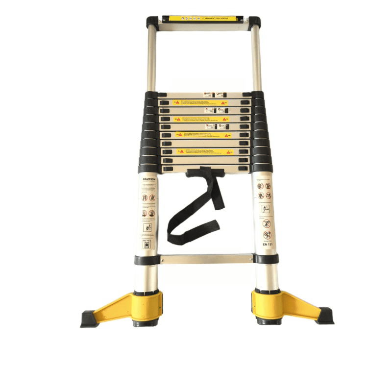 11.5 FT Aluminum Telescoping Ladder 330 Lbs Capacity Equipped with 360 ° Rotatable Stabilizer Bar and Metal Tool Suction Magnetic Strip - Fab Heavy Parts