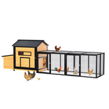 118" Large Wooden Chicken Coop with Nesting Box Leak - Proof Pull - Out Tray Asphalt Roof & Free - Range Doors - Fab Heavy Parts