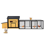 118" Large Wooden Chicken Coop with Nesting Box Leak - Proof Pull - Out Tray Asphalt Roof & Free - Range Doors - Fab Heavy Parts