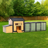 118" Large Wooden Chicken Coop with Nesting Box Leak - Proof Pull - Out Tray Asphalt Roof & Free - Range Doors - Fab Heavy Parts