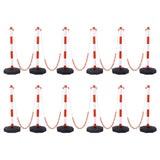 12 Pack Traffic Delineator Post Cones with Fillable Base Adjustable Safety Barrier with 5Ft Plastic Chain - White+Red - Fab Heavy Parts