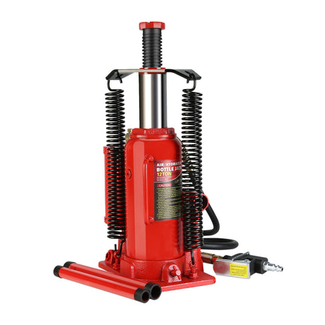 12 Ton Air Hydraulic Bottle Jack All Welded with 2 - Section Long Handle Lifting Range 10.2 - 20.1 Inch - Fab Heavy Parts