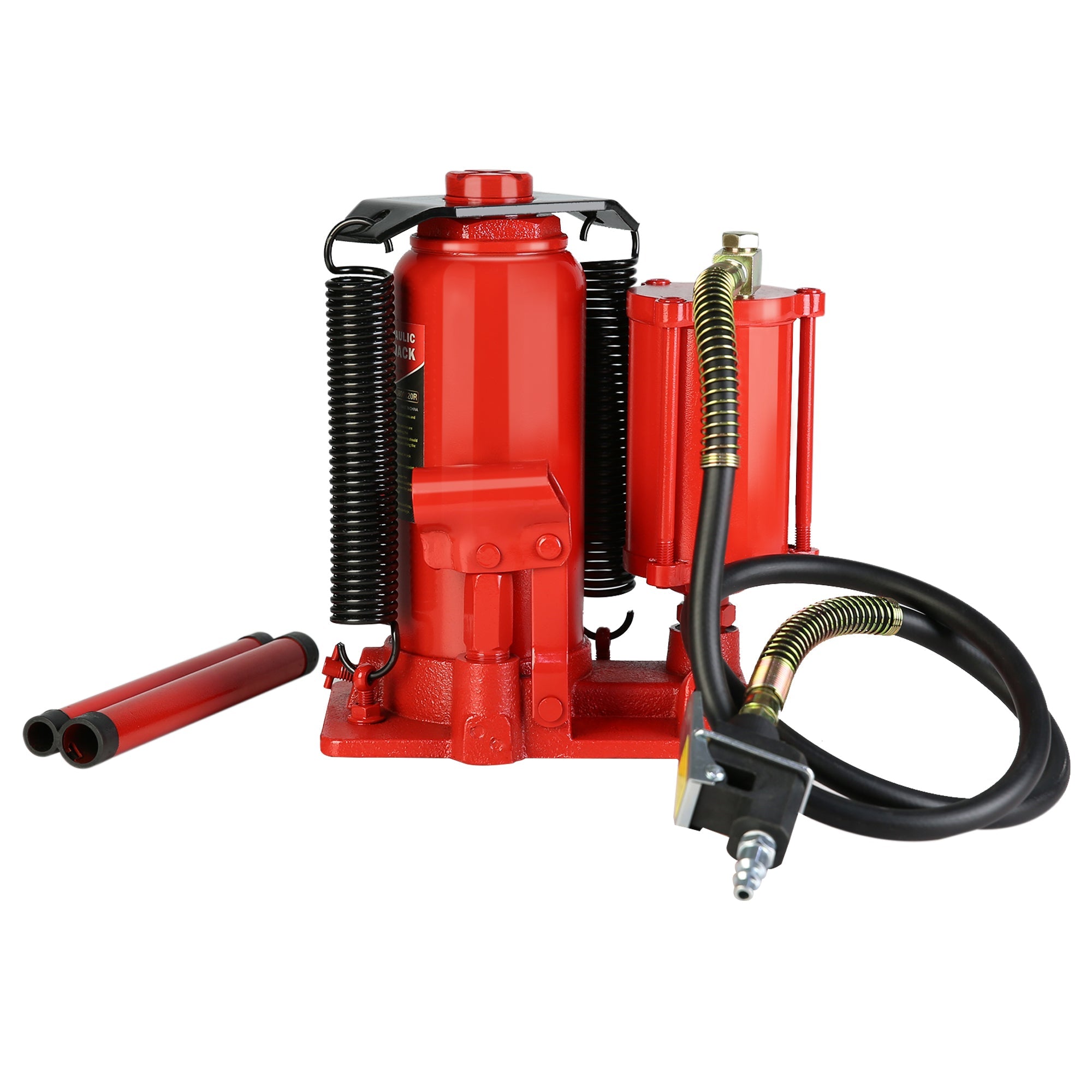 12 Ton Air Hydraulic Bottle Jack All Welded with 2 - Section Long Handle Lifting Range 10.2 - 20.1 Inch - Fab Heavy Parts