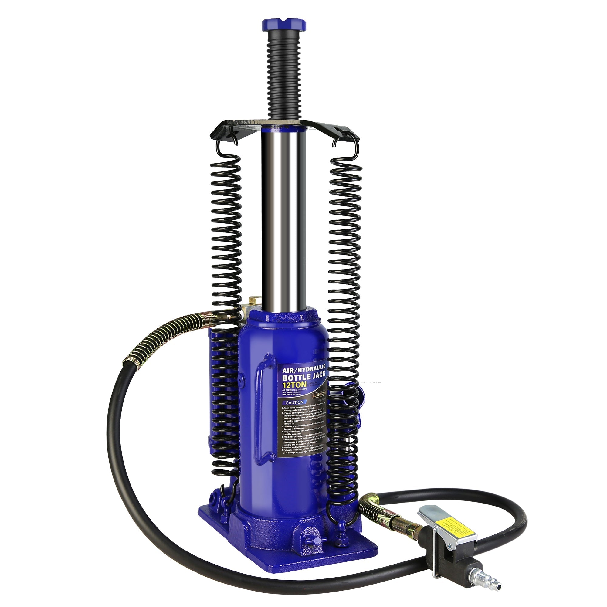 12 Ton Pneumatic Air Hydraulic Bottle Jack with Manual Hand Pump Heavy Duty - Blue - Fab Heavy Parts