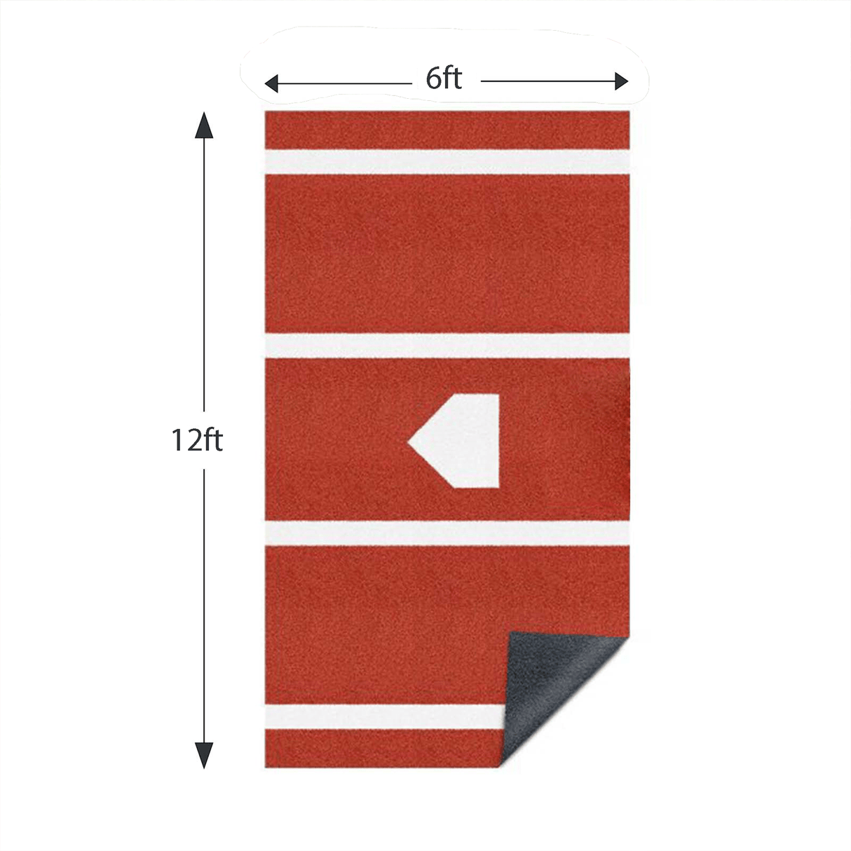 12 x 6 ft Indoor/Outdoor Portable Baseball Softball Hitting Mat Non - slip Rubber Bottom Batting Cage Mat with Home Plate - Red - Fab Heavy Parts