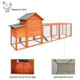 122" Large Wooden Chicken Coop with Nesting Box Wire Fence Poultry Cage - Fab Heavy Parts