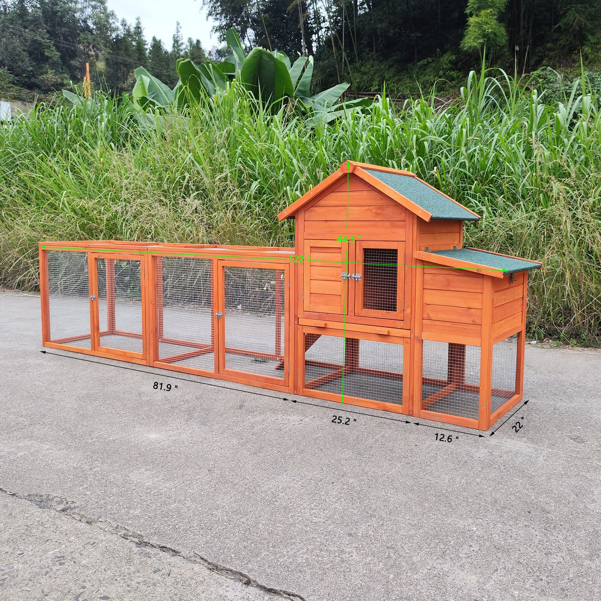 122" Large Wooden Chicken Coop with Nesting Box Wire Fence Poultry Cage - Fab Heavy Parts