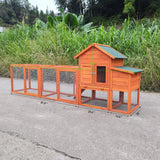 122" Large Wooden Chicken Coop with Nesting Box Wire Fence Poultry Cage - Fab Heavy Parts
