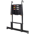12.5FT Telescopic Ladder Aluminum Ladder with Non - Slip Feet and Stable Hook Portable Extension Ladder for Household and Outdoor Working 330lbs Capacity - Black - Fab Heavy Parts