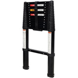 12.5FT Telescopic Ladder Aluminum Ladder with Non - Slip Feet Portable Extension Ladder for Household and Outdoor Working 330lb Capacity - Black - Fab Heavy Parts
