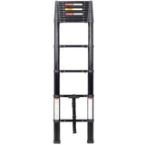 12.5FT Telescopic Ladder Aluminum Ladder with Non - Slip Feet Portable Extension Ladder for Household and Outdoor Working 330lb Capacity - Black - Fab Heavy Parts