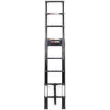 12.5FT Telescopic Ladder Aluminum Ladder with Non - Slip Feet Portable Extension Ladder for Household and Outdoor Working 330lb Capacity - Black - Fab Heavy Parts