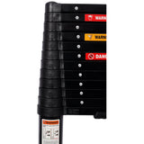 12.5FT Telescopic Ladder Aluminum Ladder with Non - Slip Feet Portable Extension Ladder for Household and Outdoor Working 330lb Capacity - Black - Fab Heavy Parts