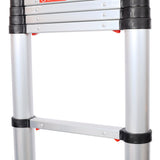 12.5FT Telescopic Ladder Aluminum Ladder with Non - Slip Feet With Stabilizer Portable Extension Ladder for Household and Outdoor Working 330lbs Capacity - Silver - Fab Heavy Parts