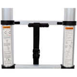 12.5FT Telescopic Ladder Aluminum Ladder with Non - Slip Feet With Stabilizer Portable Extension Ladder for Household and Outdoor Working 330lbs Capacity - Silver - Fab Heavy Parts