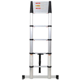 12.5FT Telescopic Ladder Aluminum Ladder with Non - Slip Feet With Stabilizer Portable Extension Ladder for Household and Outdoor Working 330lbs Capacity - Silver - Fab Heavy Parts