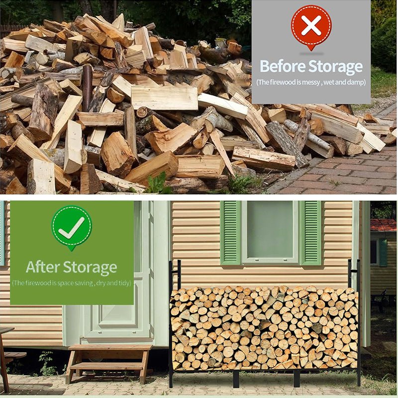 12.7FT Outdoor Firewood Rack with Cover 52x14.2x46.1in, Heavy Duty Firewood Holder & 600D Oxford Waterproof Cover for Fireplace, Patio, Indoor Outdoor - Fab Heavy Parts