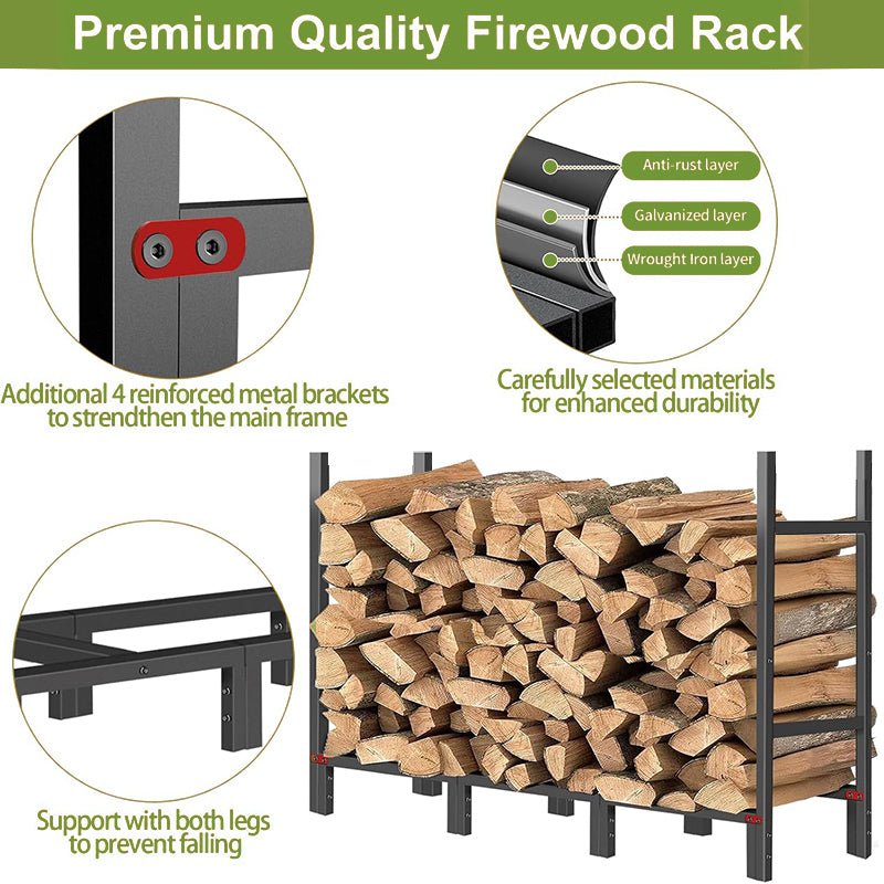 12.7FT Outdoor Firewood Rack with Cover 52x14.2x46.1in, Heavy Duty Firewood Holder & 600D Oxford Waterproof Cover for Fireplace, Patio, Indoor Outdoor - Fab Heavy Parts