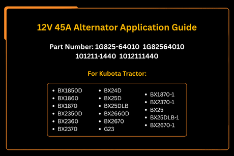 Alternator 12V 45A 1G825-64010 dla Kubota bx1850d bx1860 bx1870 bx2350d bx2360 bx2370 bx24d bx25d bx25dlb bx2660d bx2670 g23