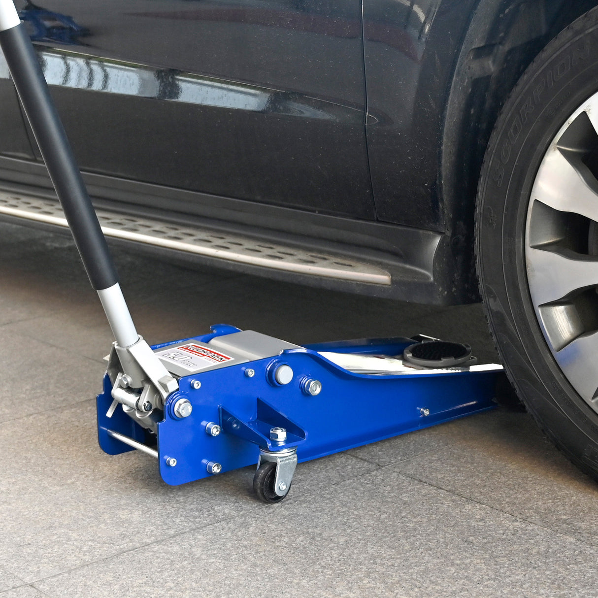 5 Ton Low Profile Floor Jack Heavy-Duty Steel Racing with Dual Piston Quick Lift Pump Lifting Range 4"-21"