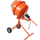 370W Portable Electric Concrete Mixer Cement Mixing Barrow Machine Mortar Handle with Wheel 4.6 cu/ft.--Orange