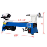 1/2HP Multifunctional Power Benchtop Wood Lathe 10' x 18' 5 Variable Speeds 500/750/1150/1800/3200RPM - Fab Heavy Parts
