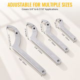 12Pcs Adjustable Hook C Spanner Wrench Set Pin Spanner Wrench Tool Kit Multiple Inch Size Range - Fab Heavy Parts