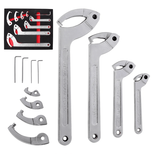 12Pcs Adjustable Hook C Spanner Wrench Set Pin Spanner Wrench Tool Kit Multiple Inch Size Range - Fab Heavy Parts