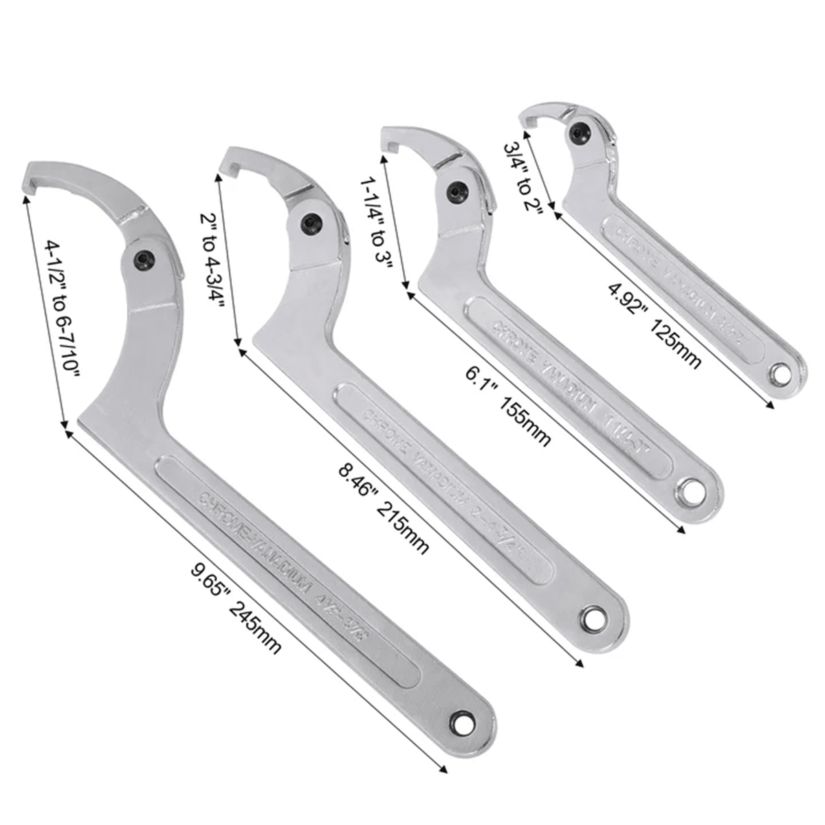 12Pcs Adjustable Hook C Spanner Wrench Set Pin Spanner Wrench Tool Kit Multiple Inch Size Range - Fab Heavy Parts