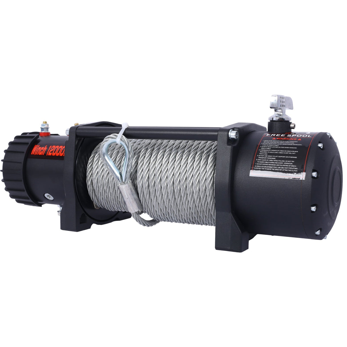 12V 12000LB Electric Winch Towing Trailer Steel Cable Off Road Waterproof Wire Cable - Fab Heavy Parts