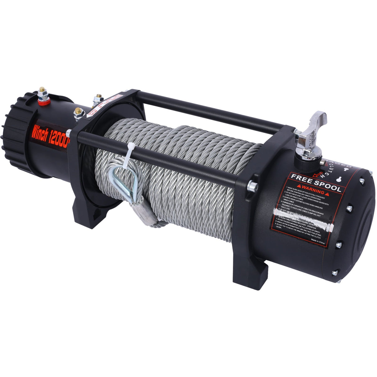 12V 12000LB Electric Winch Towing Trailer Steel Cable Off Road Waterproof Wire Cable - Fab Heavy Parts