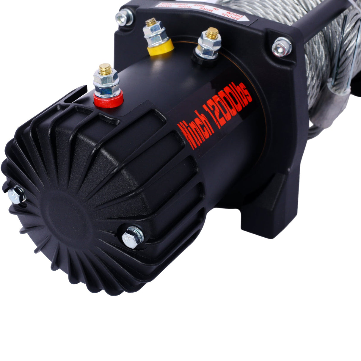 12V 12000LB Electric Winch Towing Trailer Steel Cable Off Road Waterproof Wire Cable - Fab Heavy Parts